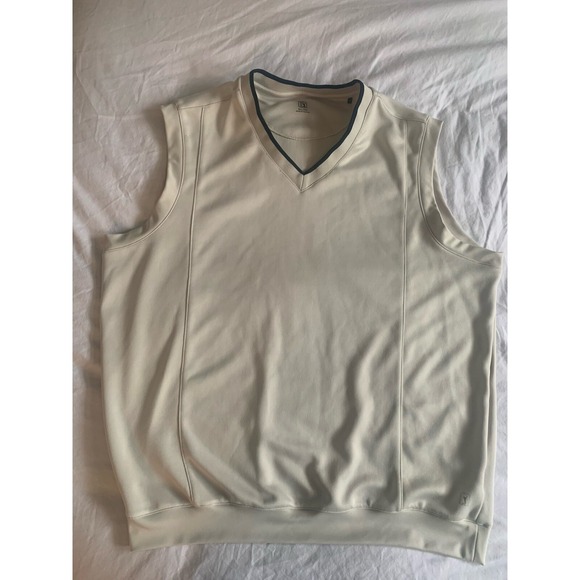 PGA Tour Vest Mens XLarge V Neck Cream Sleeveless Golf - Picture 1 of 13